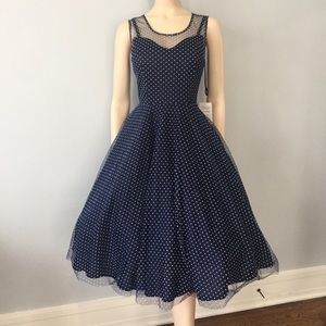 NEW Unique Vintage Polka Dot Swing Dress M